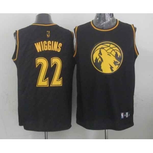 nba minnesota timberwolves #22 wiggins black[gold lettering fashion]