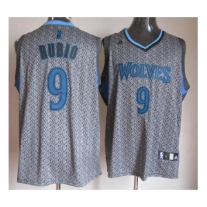 nba minnesota timberwolves #9 rubio grey[static fashion swingman]