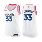Women's Nike Minnesota Timberwolves #33 Robert Covington Swingman White Pink Fashion NBA Jersey