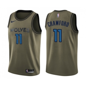 Youth Nike Minnesota Timberwolves #11 Jamal Crawford Swingman Green Salute to Service NBA Jersey