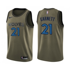 Youth Nike Minnesota Timberwolves #21 Kevin Garnett Swingman Green Salute to Service NBA Jersey
