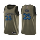 Youth Nike Minnesota Timberwolves #25 Derrick Rose Swingman Green Salute to Service NBA Jersey