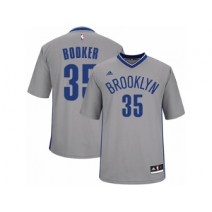 Men Adidas Brooklyn Nets #35 Trevor Booker Swingman Gray Alternate NBA Jersey