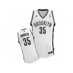 Men Adidas Brooklyn Nets #35 Trevor Booker Swingman White Home NBA Jersey