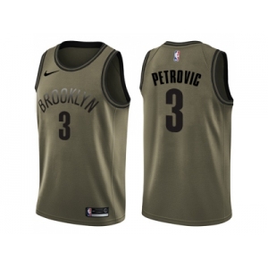 Men Nike Brooklyn Nets #3 Drazen Petrovic Green Salute to Service NBA Swingman Jersey