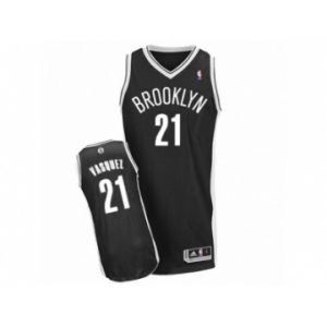 Men's Adidas Brooklyn Nets #21 Greivis Vasquez Authentic Black Road NBA Jersey