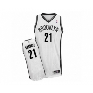 Men's Adidas Brooklyn Nets #21 Greivis Vasquez Authentic White Home NBA Jersey
