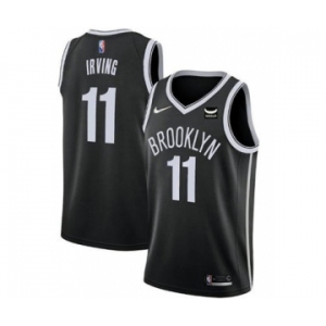 Men's Brooklyn Nets #11 Kyrie Irving 75th Anniversary Black With Patch Stitched Basketball Jersey