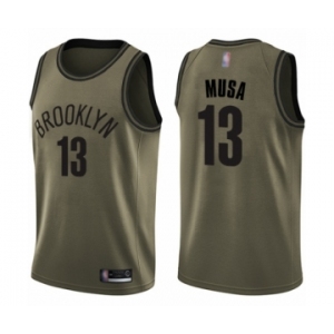 Men's Brooklyn Nets #13 Dzanan Musa Swingman Green Salute to Service Basketball Jersey