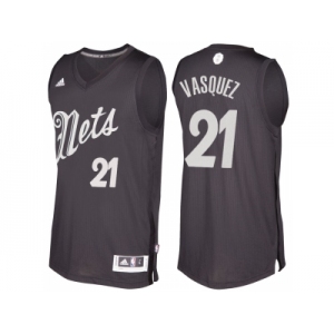 Men's Brooklyn Nets #21 Greivis Vasquez Black 2016 Christmas Day NBA Swingman Jersey