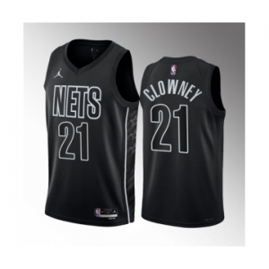 Men's Brooklyn Nets #21 Noah Clowney Black 2023 Draft Statement Edition Stitched Basketball Jersey