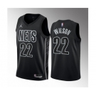 Men's Brooklyn Nets #22 Jalen Wilson Black 2023 Draft Statement Edition Stitched Basketball Jersey