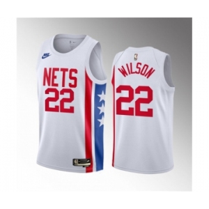 Men's Brooklyn Nets #22 Jalen Wilson White 2023 Draft Classic Edition Stitched Basketball Jersey