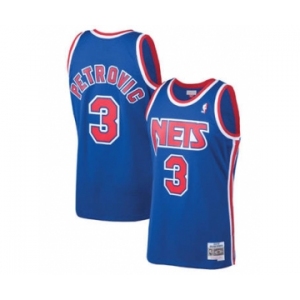 Men's Brooklyn Nets #3 Drazen Petrovic 1992-93 Mitchell & Ness Throwback Hardwood Classics Basketball Jersey