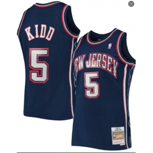 Men's Brooklyn Nets #5 Kidd Navy Throwback basketball Jersey