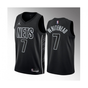 Men's Brooklyn Nets #7 Dariq Whitehead Black 2023 Draft Statement Edition Stitched Basketball Jersey