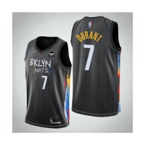 Men's Brooklyn Nets #7 Kevin Durant Black City Edition Stitched Basketball Jersey