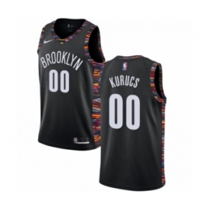 Men's Nike Brooklyn Nets #00 Rodions Kurucs Authentic Black NBA Jersey - 2018-19 City Edition