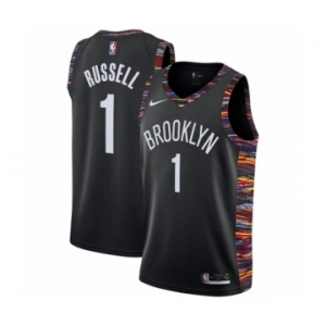 Men's Nike Brooklyn Nets #1 D'Angelo Russell Authentic Black NBA Jersey - 2018-19 City Edition