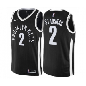 Men's Nike Brooklyn Nets #2 Nik Stauskas Swingman Black NBA Jersey - City Edition