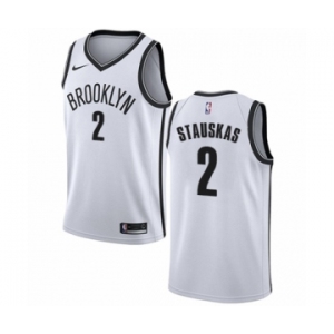 Men's Nike Brooklyn Nets #2 Nik Stauskas Swingman White NBA Jersey - Association Edition