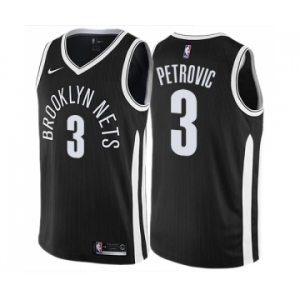 Men's Nike Brooklyn Nets #3 Drazen Petrovic Swingman Black NBA Jersey - City Edition