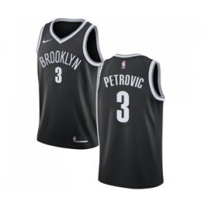 Men's Nike Brooklyn Nets #3 Drazen Petrovic Swingman Black Road NBA Jersey - Icon Edition