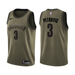 Men's Nike Brooklyn Nets #3 Drazen Petrovic Swingman Green Salute to Service NBA Jersey