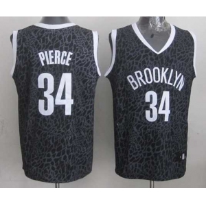 nba brooklyn nets #34 pierce black leopard print[2014 new]