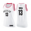 Women's Brooklyn Nets #13 Dzanan Musa Swingman White Pink Fashion Basketball Jersey