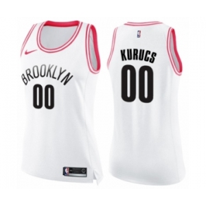 Women's Nike Brooklyn Nets #00 Rodions Kurucs Swingman White Pink Fashion NBA Jersey