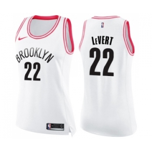 Women's Nike Brooklyn Nets #22 Caris LeVert Swingman White Pink Fashion NBA Jersey