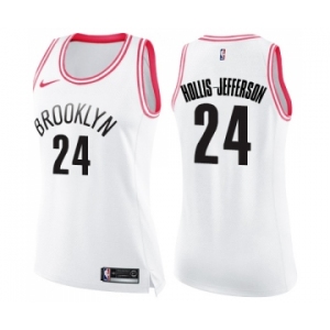 Women's Nike Brooklyn Nets #24 Rondae Hollis-Jefferson Swingman White Pink Fashion NBA Jersey