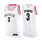 Women's Nike Brooklyn Nets #3 Drazen Petrovic Swingman White Pink Fashion NBA Jersey