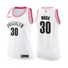Women's Nike Brooklyn Nets #30 Dzanan Musa Swingman White Pink Fashion NBA Jersey