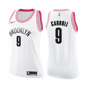 Women's Nike Brooklyn Nets #9 DeMarre Carroll Swingman White Pink Fashion NBA Jersey