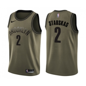 Youth Nike Brooklyn Nets #2 Nik Stauskas Swingman Green Salute to Service NBA Jersey
