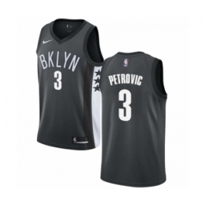 Youth Nike Brooklyn Nets #3 Drazen Petrovic Authentic Gray NBA Jersey Statement Edition
