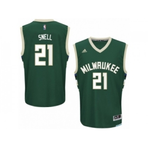 Men Adidas Milwaukee Bucks #21 Tony Snell Swingman Green Road NBA Jersey