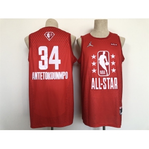 Men Jordan Milwaukee Bucks #34 Giannis Antetokounmpoy Red 2022 NBA All-Star Swingman Basketball Jersey