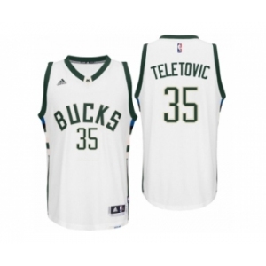 Men Milwaukee Bucks #35 Mirza Teletovic Home White New Swingman Jersey