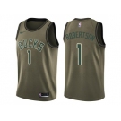 Men Nike Milwaukee Bucks #1 Oscar Robertson Green Salute to Service NBA Swingman Jersey