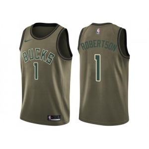 Men Nike Milwaukee Bucks #1 Oscar Robertson Green Salute to Service NBA Swingman Jersey