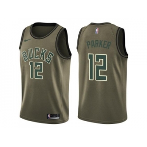 Men Nike Milwaukee Bucks #12 Jabari Parker Green Salute to Service NBA Swingman Jersey