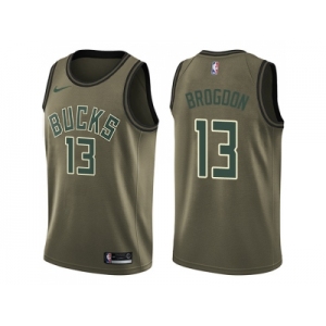 Men Nike Milwaukee Bucks #13 Malcolm Brogdon Green Salute to Service NBA Swingman Jersey