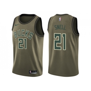 Men Nike Milwaukee Bucks #21 Tony Snell Green Salute to Service NBA Swingman Jersey