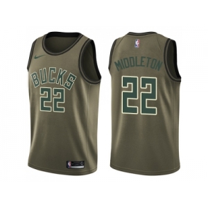 Men Nike Milwaukee Bucks #22 Khris Middleton Green Salute to Service NBA Swingman Jersey