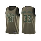 Men Nike Milwaukee Bucks #33 Kareem Abdul-Jabbar Green Salute to Service NBA Swingman Jersey