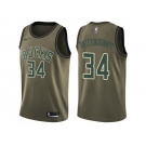 Men Nike Milwaukee Bucks #34 Giannis Antetokounmpo Green Salute to Service NBA Swingman Jersey