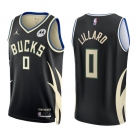 Men's Milwaukee Bucks #0 Damian Lillard Black Stitched Basketball Jersey